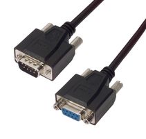 L-COM CSMNB9MF-50 Computer Cable, D Sub 9 Position Plug, D Sub 9 Position Receptacle, 50 ft, 15.2 m, Black