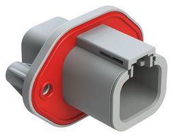 AMPHENOL SINE/TUCHEL ATP04-4P-PM08G Connector Housing, Screw Panel Mount, Grey, Sealed, ATP Series, Receptacle, 4 Positions