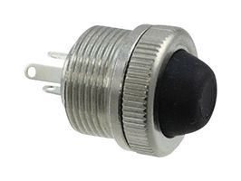 SWITCHCRAFT/CONXALL 913S Pushbutton Switch, Sealed, SPDT, Momentary, Round Raised, Black