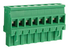 CAMDENBOSS CTBP92VG/8R Pluggable Terminal Block, Reversed, 5 mm, 8 Positions, 28 AWG, 14 AWG, 1.5 mm², Clamp