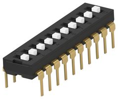 ALCOSWITCH - TE CONNECTIVITY ADEN10TTU04 DIP / SIP Switch, Next Generation, 10 Circuits, Raised Slide, Through Hole, SPST, 24 V, 25 mA