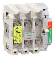SCHNEIDER ELECTRIC GS1FD3 Fused Switch, SPST-NO, 14mm x 51mm, 3 Fuse, 50 A, 690 V, Screw