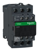 SCHNEIDER ELECTRIC LC1D25BL Contactor, LC1D, 25 A, DIN Rail, 24 V, 3PST-NO, 3 Pole, 11 kW
