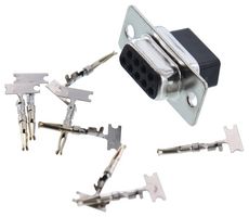 MULTICOMP SPC15376 D Sub Connector, 9 Contacts, Receptacle, Crimp, DE, Metal Body
