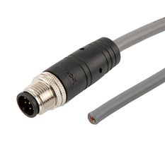 L-COM TRG885-C4G-2M Sensor Cable, A Coded, Grey, M12 Plug, Free End, 8 Positions, 2 m, 6.6 ft, TRG885-C4G Series