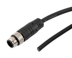 L-COM TRG886-P6B-5M Sensor Cable, A Coded, Black, M12 Plug, Free End, 8 Positions, 5 m, 16.4 ft, TRG886-P6B Series