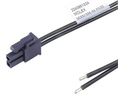 MOLEX 224095-1024 Cable Assembly, Mini-Fit Versa Receptacle to Free End, 2 Positions, 4.2 mm, 1 Row, 600 mm, 23.6 "