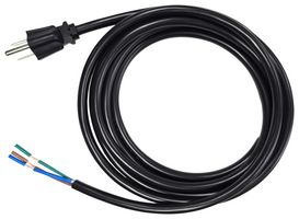 MULTICOMP PRO MC-460-DC Mains Power Cord, NEMA 5-15P to Free End, 3 m, 13 A, 125 VAC, Black
