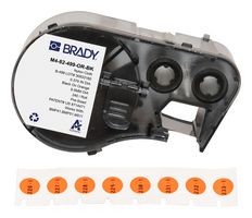 BRADY M4-82-499-OR-BK Label, Thermal Transfer Printable, 9.53 mm, Nylon Cloth, Black on Orange