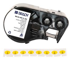 BRADY M4-82-499-YL-BK Label, Thermal Transfer Printable, 9.53 mm, Nylon Cloth, Black on Yellow