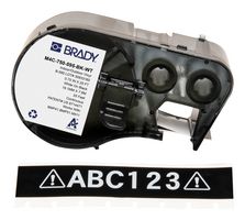 BRADY M4C-750-595-BK-WT Label Printer Tape, Adhesive, White on Black, 25' x 0.75", Vinyl