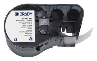 BRADY M5-113-490 Label, Thermal Transfer Printable, 55.88 mm, 38.1 mm, Polyester, Black on White
