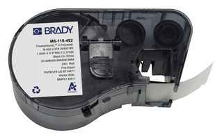 BRADY M5-118-492 Label, Thermal Transfer Printable, 9.53 mm, 25.4 mm, 9.53 mm, Polyester, Black on White
