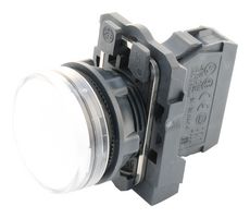 SCHNEIDER ELECTRIC XB5AVG1 LED Panel Mount Indicator, Pilot Light, White, 120 VAC, 22 mm, IP66, IP67, NEMA 4X, NEMA 13
