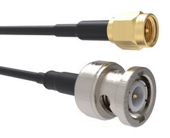 AMPHENOL RF 095-850-250M200 RF / Coaxial Cable Assembly, 6.6 ft, 2 m, RG316DB, BNC Plug, SMA Plug, 50 ohm