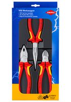 KNIPEX 00 20 12 Pliers Set, VDE, Combination/Side Cutting/Diagonal Cutter, 3 Piece