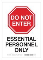 BRADY 170659 Safety Sign, Coronavirus General Safety Information, Do Not Enter Essential Personnel Only
