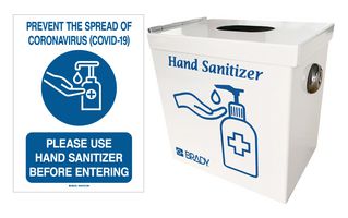 BRADY 170674 Hand Sanitizer Station Kit, Lock Box, Steel