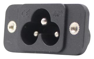 IO AUDIO TECHNOLOGIES IO-C6SP-28 IEC Power Connector, IEC C6 Inlet, 2.5 A, 250 VAC, Quick Connect, Panel Mount