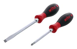 WIHA 53082 Juego de Destornilladores, Plano 8mm x 100mm, Phillips #2 x 100mm, 2 Piezas, Serie SoftFinish