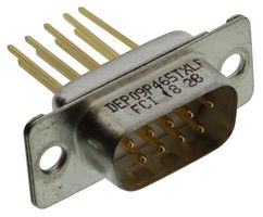 AMPHENOL COMMUNICATIONS SOLUTIONS DEP09P465TXLF D Sub Connector, 9 Contacts, Plug, Wire Wrap, DE, FCI DP Series, Steel Body
