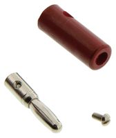 ABBATRON HH SMITH 204-102 Banana Test Connector, Plug, Cable Mount, 15 A, 1 kV, Nickel Plated Contacts, Red