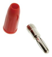 ABBATRON HH SMITH 455-102 Banana Test Connector, Plug, Cable Mount, 15 A, 1 kV, Nickel Plated Contacts, Red