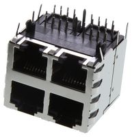 STEWART CONNECTOR SS-7388H22S-PG4-AC-50 Modular Connector, RJ45 Jack, 2 x 2 (Stacked), 8P8C, Cat5e, Through Hole Mount