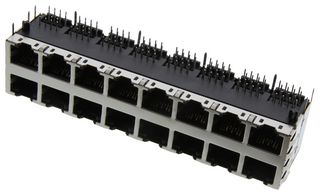 STEWART CONNECTOR SS73100-047F Conector Modular, Jack Modular, 2 x 8 (Apilado), 8P8C, Cat 5e, Through Hole