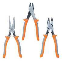 KLEIN TOOLS 9420R Insulated Tool Set, 1000 V, 3Piece, 2038RINS Long Nose Pliers & 2288RINS Diagonal Cutters
