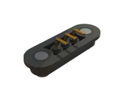 EDAC 685D0322211120E Magnetic Connector, 3 Contacts, Plug, Right Angle, 2.5 mm, 2 A, Black