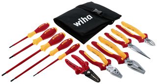 WIHA 10149 Insulated Tool Set, 10 Pcs of Slot & Phillips Drivers, Long Nose, Crimping & Combo Pliers/Strippers