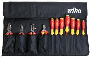WIHA 32986 Juego de Herramientas Aisladas, 11 Pzas de Destornilladores Cuadrados, Phillips, Planos