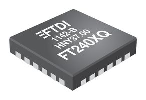 FTDI FT240XQ-T Interfaz USB, USB FIFO, USB 2.0, 2.97 V, 5.5 V, QFN, 24 Pines