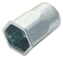 TR FASTENINGS W/M8/REDXE/OE/ST/PG Rivet Nut, Blind, Open End, M8 x 11 mm, Steel, Zinc, Hexagon Body