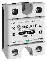 CROUZET 84137111N Solid State Relay, 25 A, 660 VAC, Panel Mount, Screw, Zero Crossing