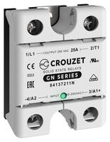 CROUZET 84137211N Relevador de Estado Sólido, 25 A, 280 VAC, Montaje en Panel, Tornillo, Activación Aleatoria