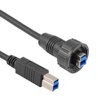 L-COM U3A00017-1M USB Cable, Type B Plug to Type B Plug, 1 m, 3.3 ft, USB 3.0, Black