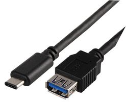 PRO SIGNAL PSG91215 USB Cable, Type C Plug to Type A Receptacle, 1 m, 3.28 ft, USB 3.1, Black