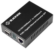 BLACK BOX LGC215A-R2 Media Converter, Gigabit Ethernet PoE+, 10/100/1000-Mbps Copper to 1000-Mbps Fiber SFP