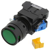 IDEC HW1L-MF2F10QD-G-24V Industrial Pushbutton Switch, HW Series, 22 mm, SPST-NO, Momentary, Round Raised, Green