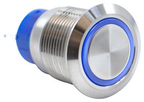E-SWITCH ULV4F23SS344 Vandal Resistant Switch, 12V LED, ULV4 Series, 0.75 ", SPDT, On-On, Round Flat, Natural