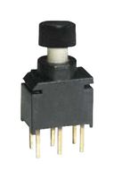E-SWITCH 800UDP8P1A1M2RER1BLK Industrial Pushbutton Switch, Ultraminiature, 800U Series, DPDT, On-(On), Round, Black