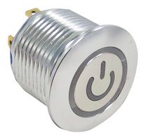 TE CONNECTIVITY - ALCOSWITCH AV1610P312R04 Vandal Resistant Switch, Alcoswitch, SPST-NO, Natural, AV16 Series, Off-(On), Red, Solder Lug