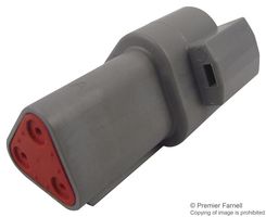DEUTSCH - TE CONNECTIVITY DT04-3P Automotive Connector Housing, IP68, DT Series, Receptacle, 3 Positions, DT Series Pin Contacts
