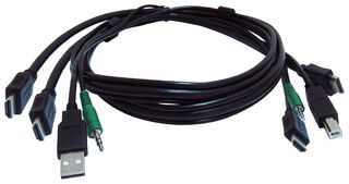 BLACK BOX SKVMCBL-2HDMI-06TAA Computer Cable, 2 x HDMI, USB Type A, 3.5mm Audio, 2 x HDMI, USB Type B, 3.5mm Audio, 6 ft