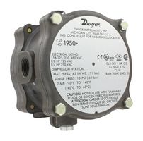 DWYER 1950-0-2B Pressure Switch, Differential, NPT Female, 0.15 Inch-H2O, 0.5 Inch-H2O, SPDT, 250 VAC