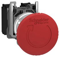 SCHNEIDER ELECTRIC XB4BS84441 Emergency Stop Switch, DPST-NC, SPST-NO, Turn to Release, Screw Clamp, 6 A, 120 V