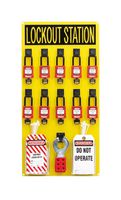 PANDUIT PSL-10SWCA Lockout Station, 23" H x 11.5" W, Black/Yellow