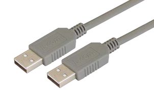 L-COM ECUSBAA-03M Cable USB, Tipo A Macho a Tipo A Macho, 300 mm, 11.8 ", USB 2.0, Gris
